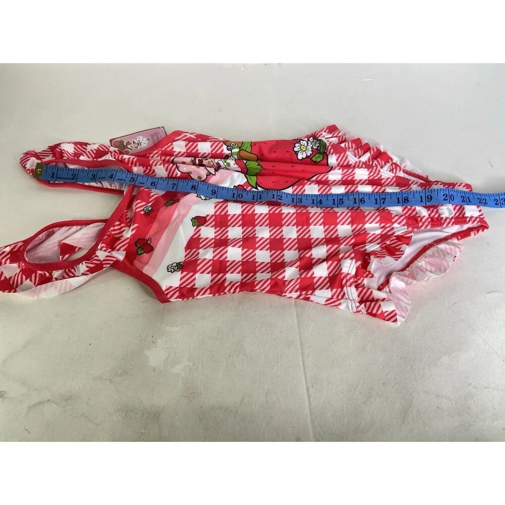 Strawberry Shortcake Gingham Red White One Piece Swimsuit Swimwear Girls Size 7